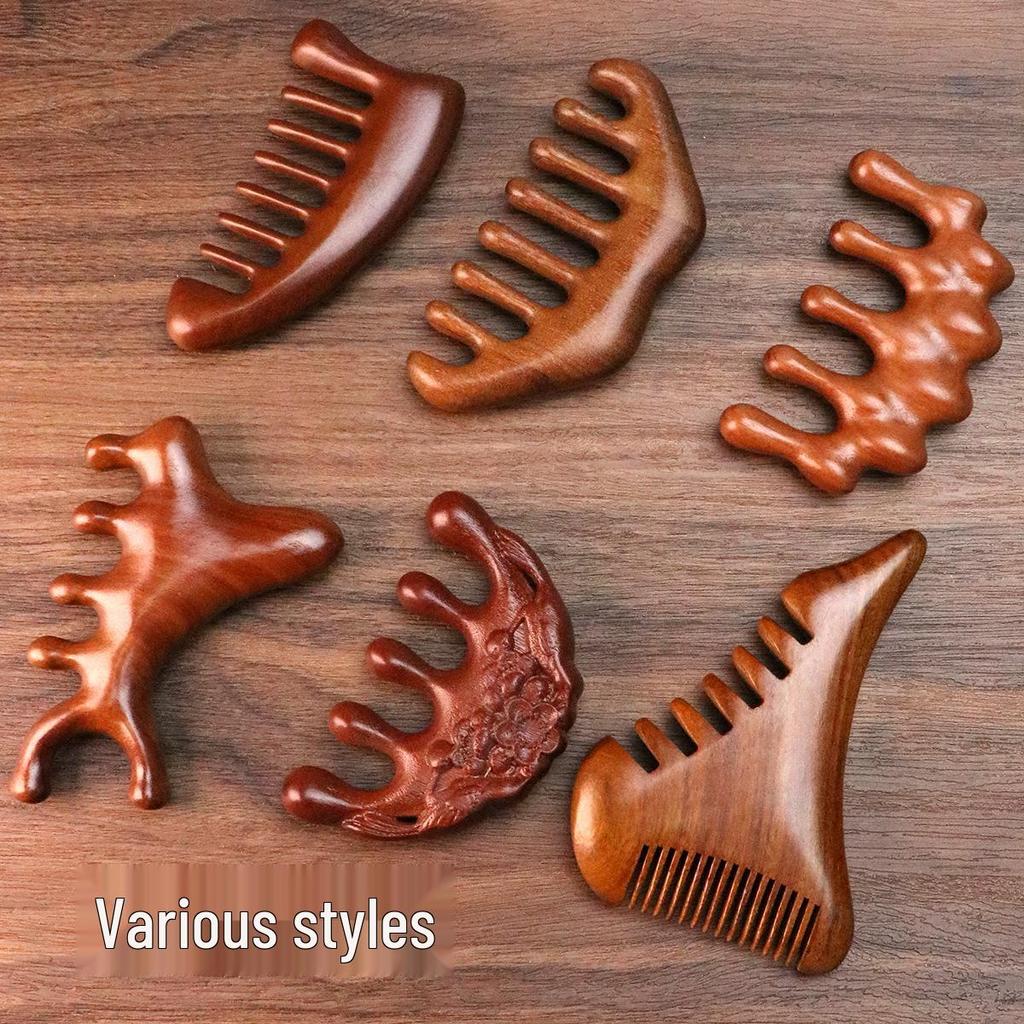 Массажная расческа из сандалового дерева: Портативный деревянный гребень для головы и меридианов сувенир