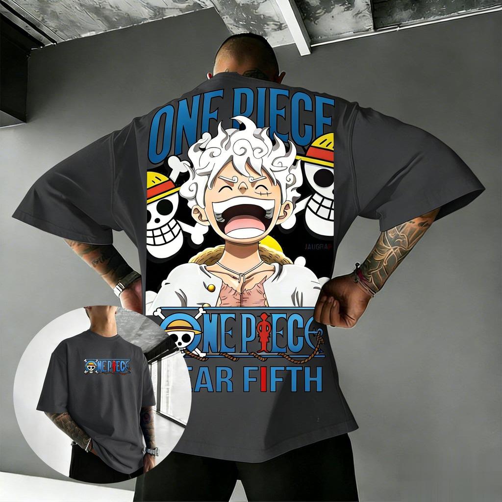 One Piece Футболка с Луффи Gear 5 Аниме Мужская Женская с Коротким Рукавом Летняя 2026 Одежда в Стиле Y2k С Графическим Принтом Уличная Повседневная