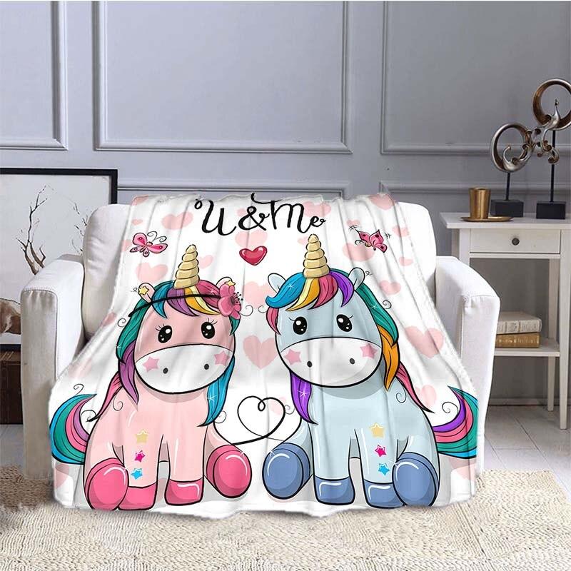 Милое цветное фланелевое одеяло с 3D принтом единорога для кроватей, походов, пикника, модное покрывало, одеяло