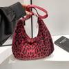 Leopard Print Canvas Bag Women's Autumn and Winter New Large-capacity Underarm Dumpling Bag Class Commute Shoulder Messenger Bag