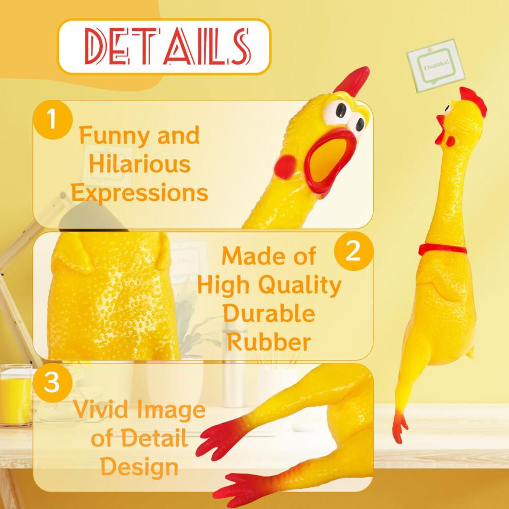 Xeehwb 22 Inch Crazy Huge Rubber Chicken Yellow Squeeze Chicken Toys Squeaky Chicken Dog Toys Squawking Prank Novelty Gag Gift
