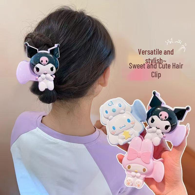 Мультяшный зажим-коготок Cinnamoroll & Kuromi My Melody - Милый аксессуар для волос в виде акулы для женщин