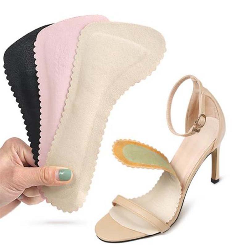 Кожаные женские стельки для сандалий, впитывающая пот подушечка для обуви на высоком каблуке, самоклеящиеся вставки, подушка для подошвы, семиточечная стелька