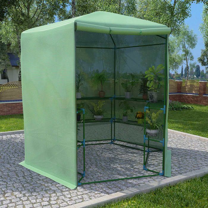 VidaXL Greenhouse with Shelves Plant Shelter Flower Greenhouse Plant Greenhouse Vegetables Garden Rust-Resistant Outdoor Steel 48166