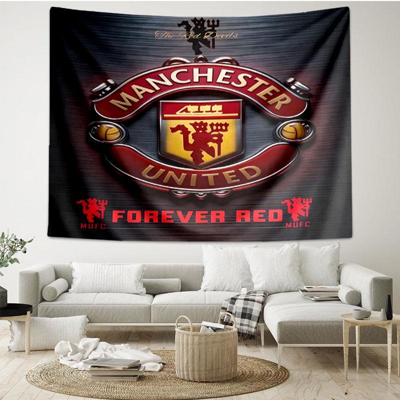Manchester Football Print Tapestry - Portable Wall Decor Cloth, for Home, Dorm, Travel, Bedroom, Living Room - Ideal Birthday Housewarming Gift