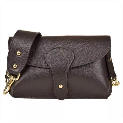 Vera Pelle Small Chocolate Brown Messenger Bag Natural Leather