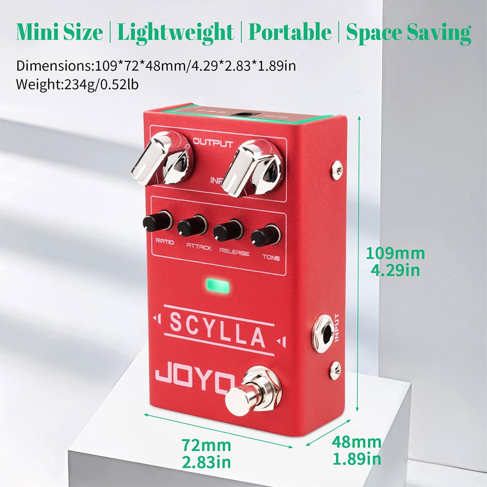 JOYO R-27 SCYLLA Педаль-компрессор для бас-гитары Высокий динамический диапазон Студийного качества Педаль для бас-гитары с ручками ATTACK/RELEASE/RATIO