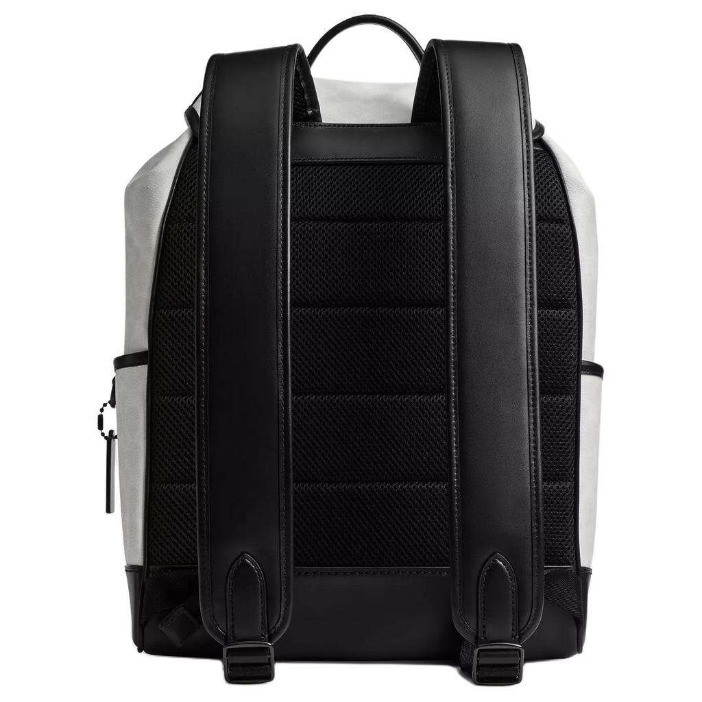 Coach League 29 Classic Logo Print Color Block Flap Coated Canvas Backpack Large Men backpack Black White CU201-XTP