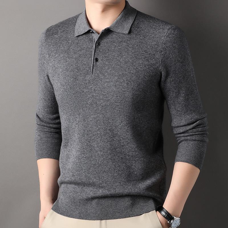 Весенне-осенний кардиган мужской свитер с лацканами 100% чистая шерсть свитер нижняя рубашка папа топ мужская одежда