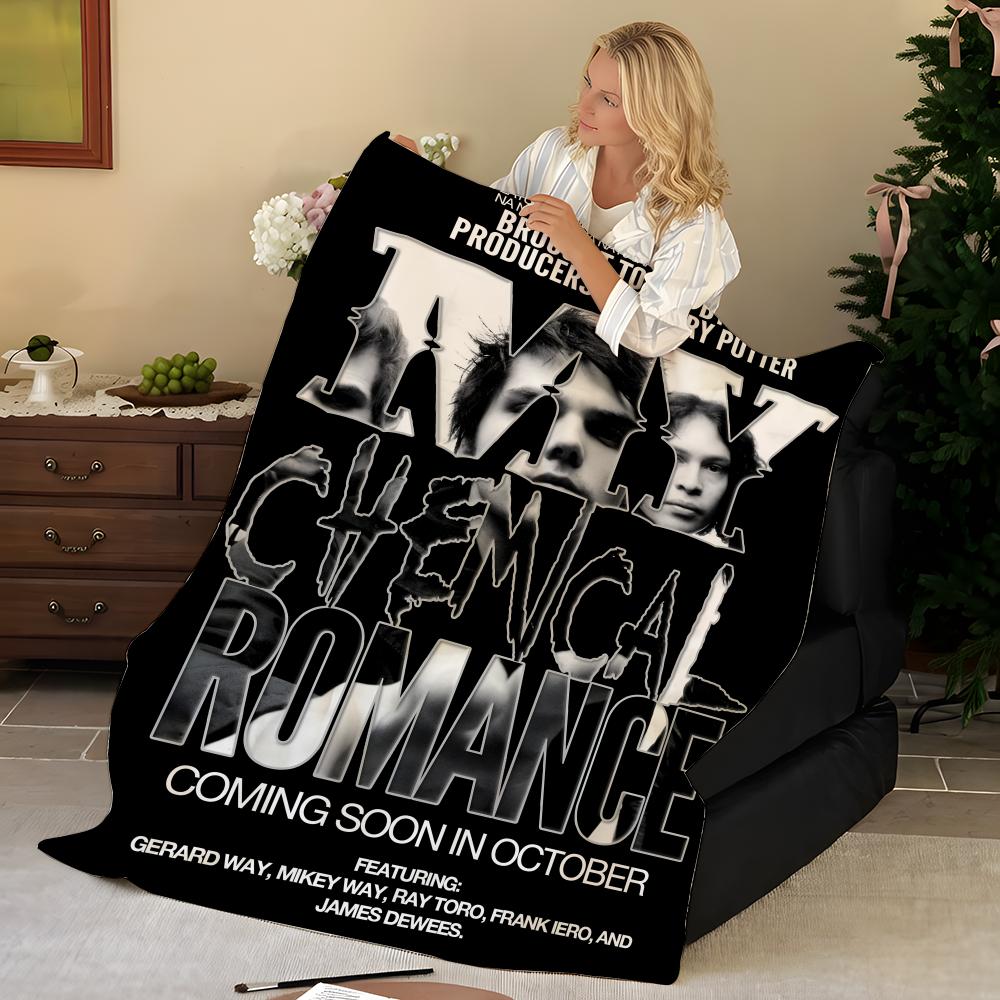 Музыкальная M-My C-Chemical R-Romance Плед-бросок Фланелевый, Мягкий Теплый, Прочный и Стираемый милый Крутой