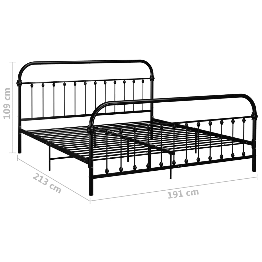 Bed Frame Black Metal 180*200 cm