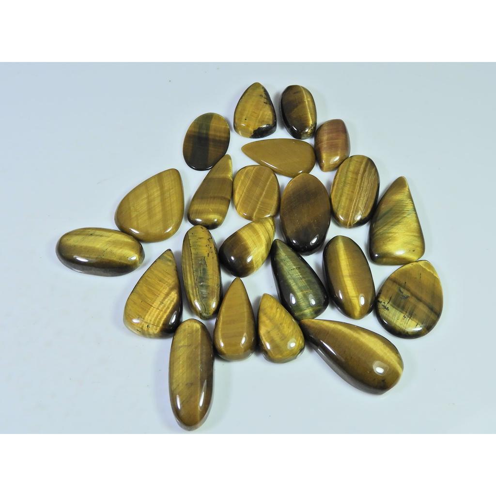 280Cts. Natural Tiger Eye Mix Cabochon Loose Gemstone 22Pcs Lot 18 - 25 MM C-738