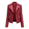 Women Fashion Lace-up Leather Jacket Slim Fit Spring Autumn Motorcycle Jacket Zipper Jacket