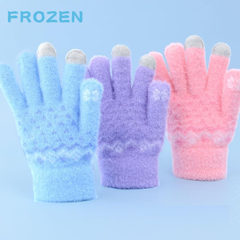 LAS BONITA Scarf and Glove Set for Girls and Boys Kids' (2-Piece Set) (Ages 4-10, 2-5) (1067 Lavender) [Product Code]