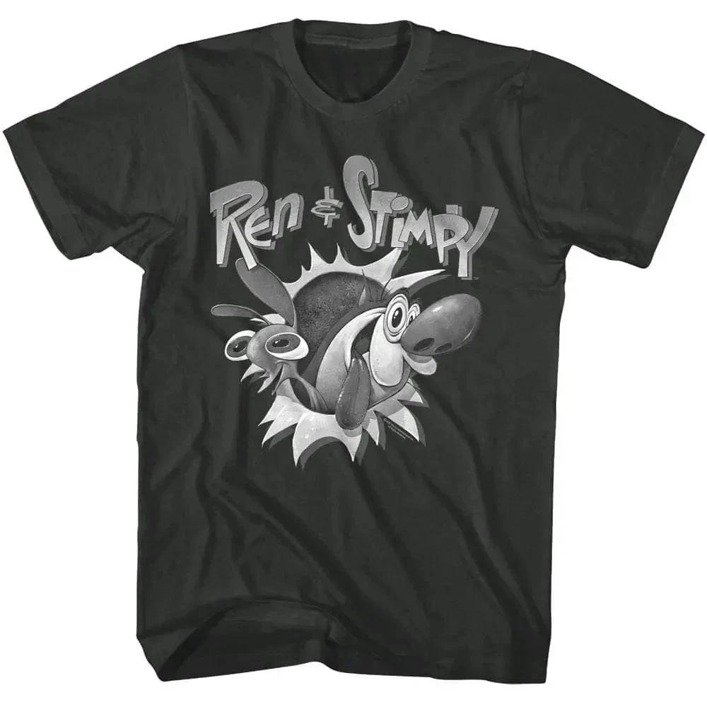 Ren and Stimpy Bursting Through Men’s T Shirt S-5XL