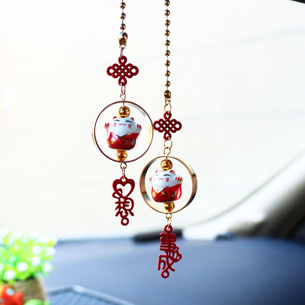 Ceramic Cat Fortune Cat Interior Cat Car Hangings Decor Fortune Cat Car Pendant Lucky Cat Lucky Cat