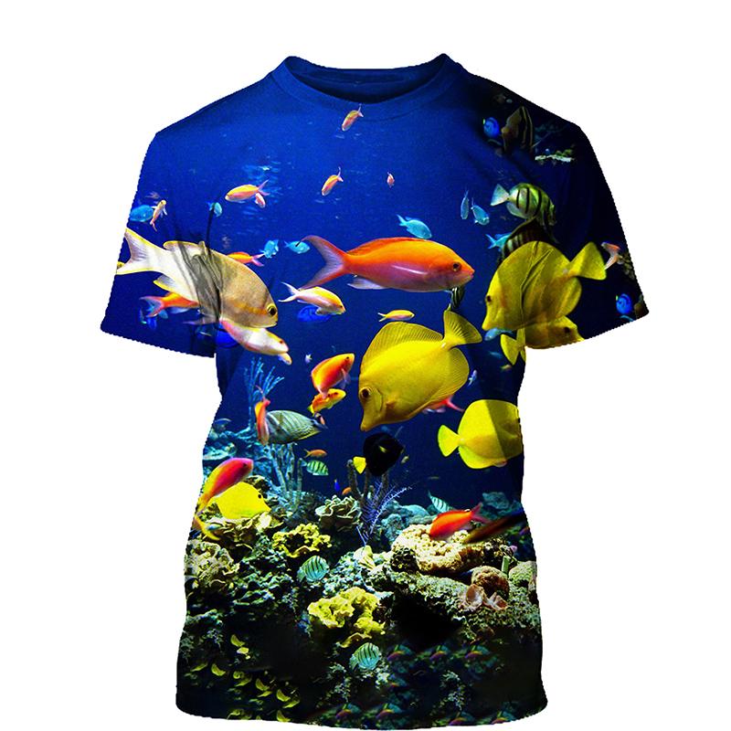 Summer 3D Printed Tee Cool Men 3D Fish T-Shirt Unisex Top