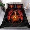 Red Dragon King Queen Duvet Cover Western Mythical Animals Bedding Set For Kids Teens Adults Magical Creature 2/3Pcs Quilt Cover