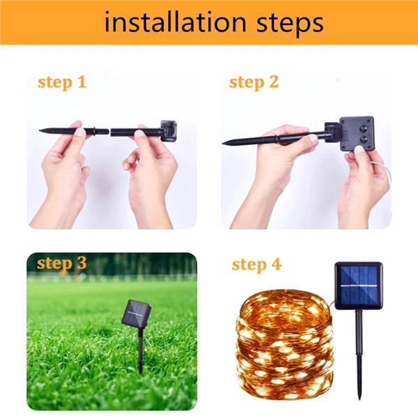 7 м/12 м/22 м/32 м светодиодная солнечная лампа для украшения сада сказочная гирлянда гирлянда уличная водонепроницаемая веревочная полоса свет Рождественская гирлянда Декор для вечеринки