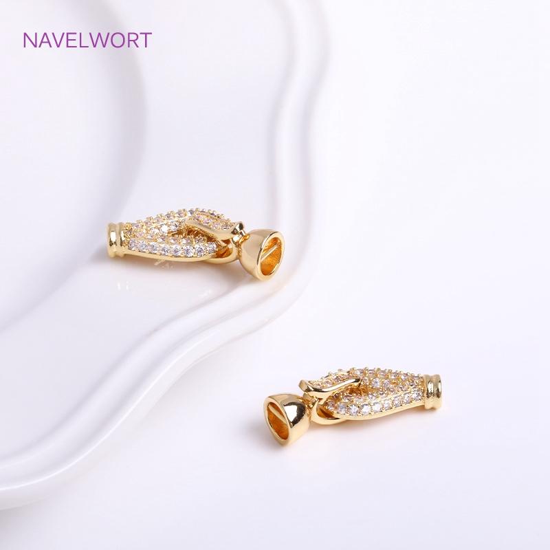 18K Gold Plated Teardrop Connector For Bracelet Making,Inlaid Zircon Pearl Clasps Fastener Accessory Parts Material Wholesale