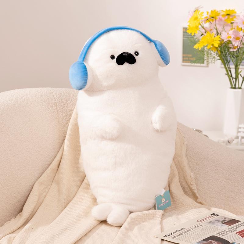 High Quality Genuine Cartoon Sea Creature Otter Plush Doll Pillow Headset Blue Seal Otter Stuffed Animal Birthday Gift