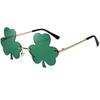Fashion Irish Shamrock Sunglasses Green Four Leaf Clover Leprechaun Costume Glasses St. Patrick'S Day Rimless Decor Sun Glasses