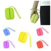 Pure Color Silicone Card Holder With Lanyard Students Bus Card Cover Portable Key Case Male