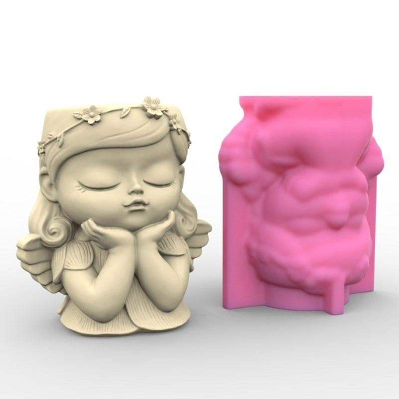 Милый держатель для ручек для девочек, силиконовая форма, украшение для стола, сочные кашпо, формы для цветочных горшков, формы для эпоксидной смолы, изготовление штукатурки