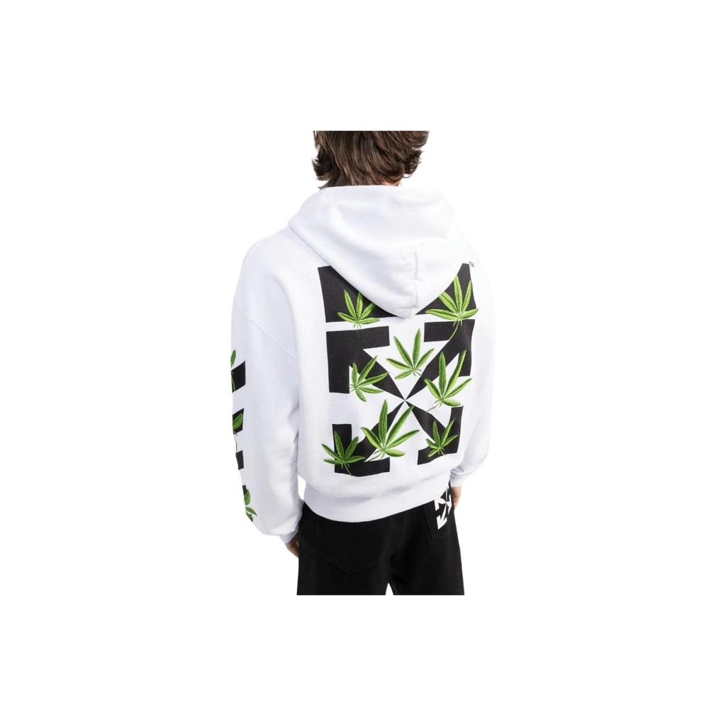 Off-White Weed Arrows Over Hoodie White/Green Men Tops OMBB037S22FLE0100155
