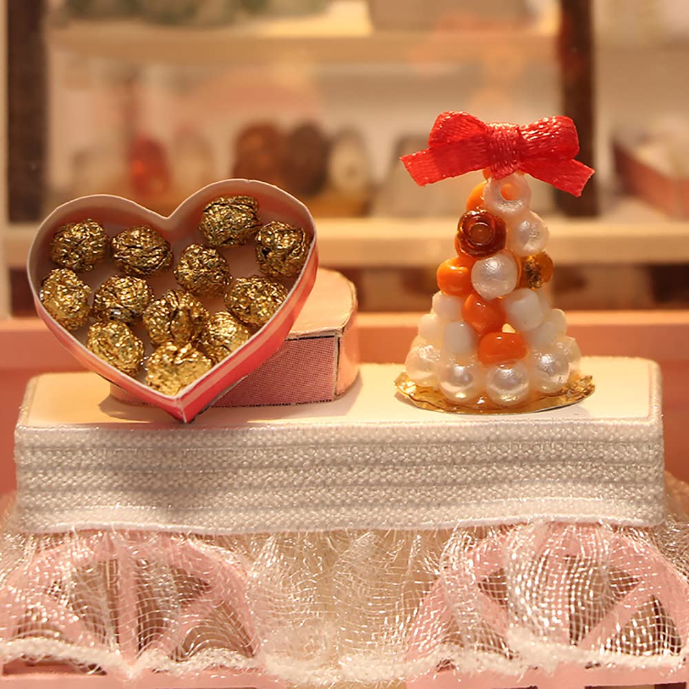Moin Moin Dollhouse Miniature Handmade Kit Set DIY Small Chocolatier Chocolate Shop Cafe LED Light Acrylic Case 2204dh320 1/24 +