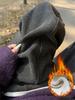 Женские брюки из серого бархата с высокой талией и широкими штанинами, Осень/Зима, для миниатюрных, Плотные шерстяные с дизайном в виде полумесяца