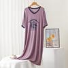 Spring and Summer Printed Nightgowns Women's Plus Size Homewear Nightgown Dress