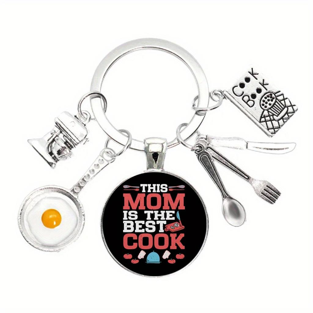 Картина маслом «Я люблю готовить» Маминый повар ЭТА МАМА ЛУЧШАЯ В МИРЕ Яйцеварка Кухонный инструмент Время Брелок с драгоценными камнями Брелок для шеф-повара Кухонный работник