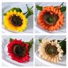 4 Colors Autumn Decoration Flower Yellow Silk Artificial Sunflower  Home Decoration