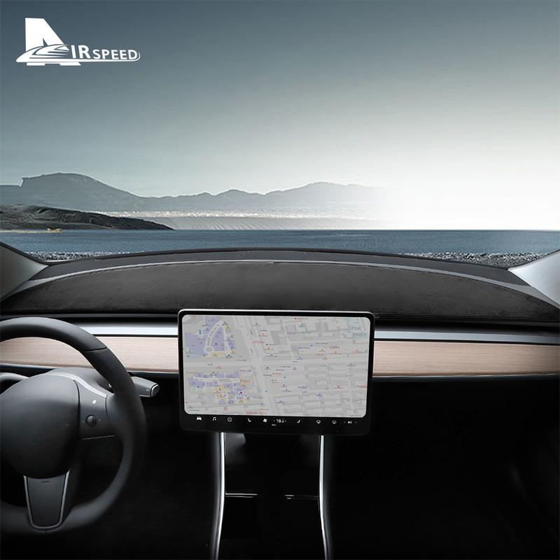 Suede Dashboard Cover Pad For Tesla Model 3 Model Y 2017- Sunshade Anti-UV Dash Mat Sun-shading Non-slip