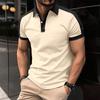 Men's Casual Polo Shirt Contrast Color Lapel Collar Buttons Top Business Men Fashion T-shirts