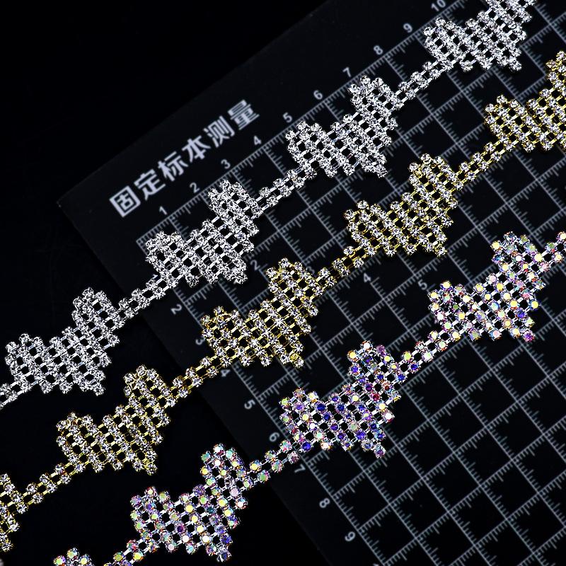 Handmade Heart Rhinestone Claw Chain for DIY Clothing and Decoration