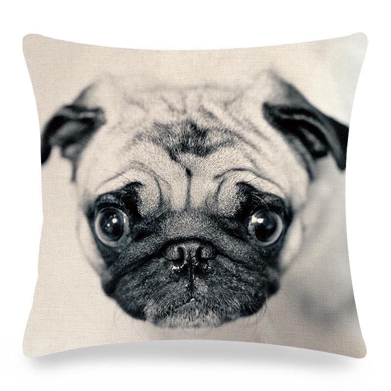 Cute Pet Pug Dog Digital Printing Short Plush Pillow Covers Decorative For Car Sofa Office Cushion Cover Home Goods 60X60Cm