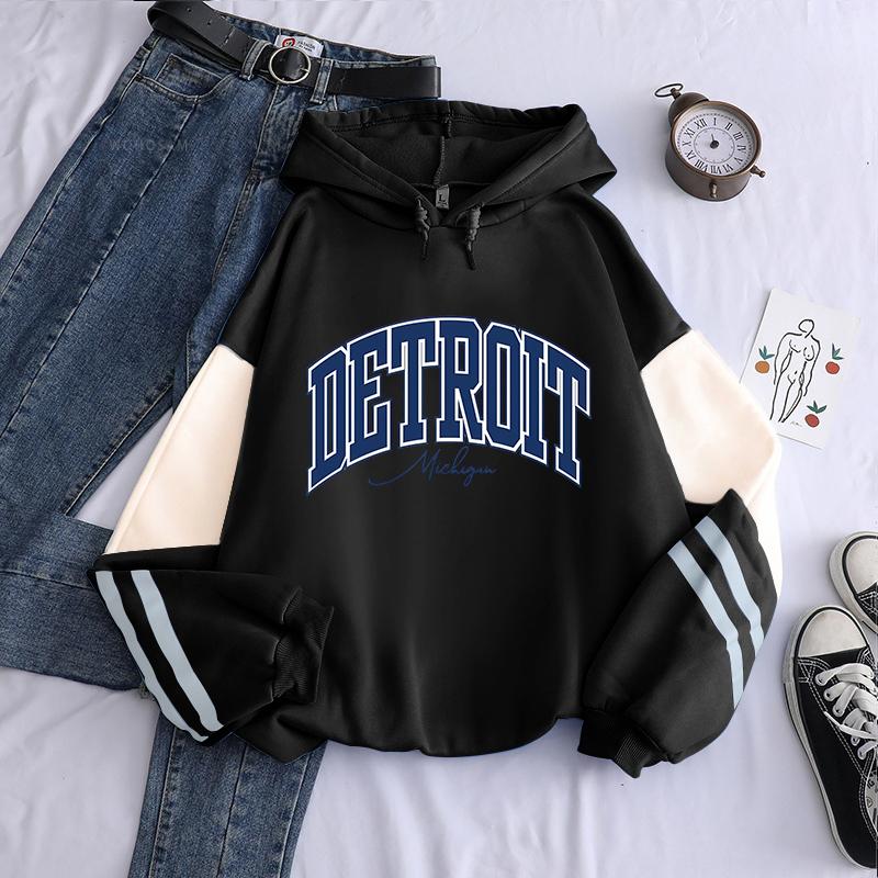 Американские ретро толстовки с принтом букв DETROIT для мужчин и женщин, одежда в стиле Харадзюку, пуловеры, хип-хоп, Y2k, толстовки с длинным рукавом