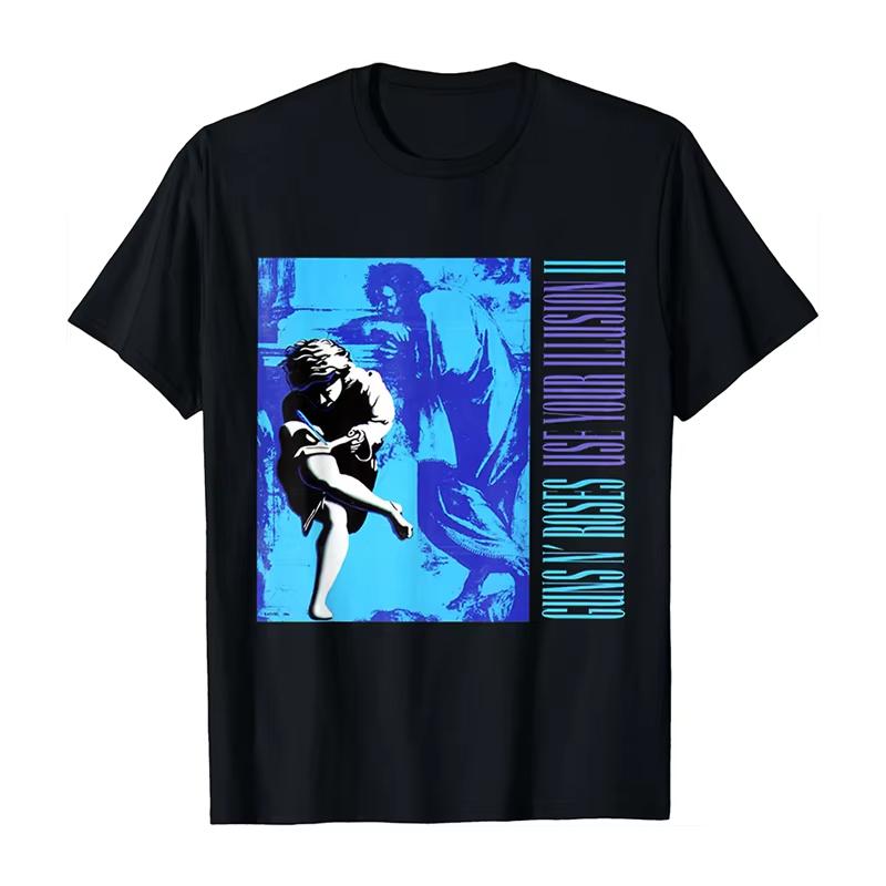 2025 Новые Guns N 'Roses Рок Панк Американский Оверсайз Хай Стрит Мужская и Женская Летняя Хлопковая Американская Удобная Футболка