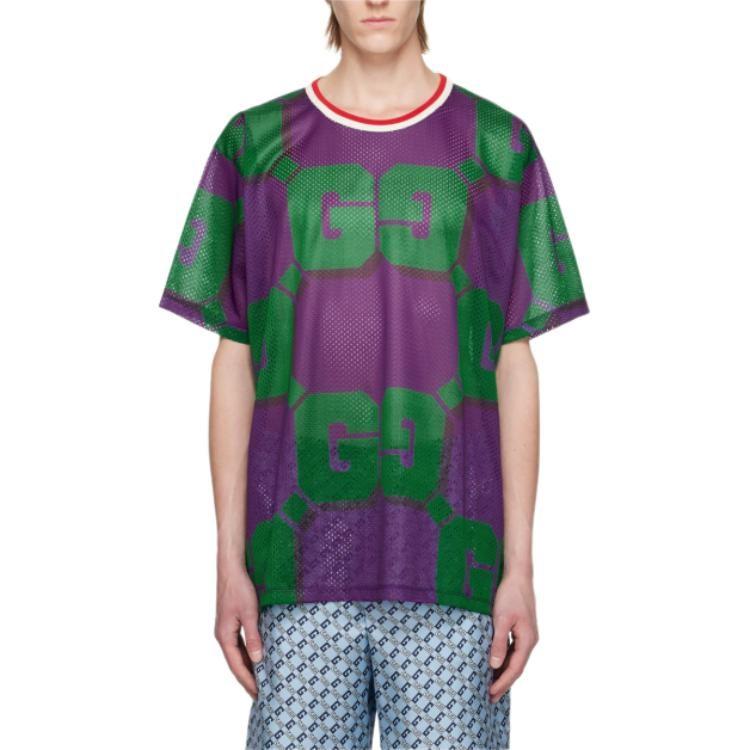 Gucci Сетчатая футболка с принтом GG 733736-XJFAN-5542