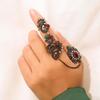 Женский ретро цветочный набор колец с двойной сцепкой, открытое кольцо на указательный палец и кольцо на фалангу