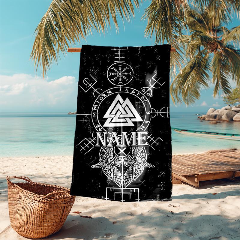 Personalized customized proof beach towel with Viking Sign pattern - soft, absorbent,quick-drying,perfect swimming,camping&bathing
