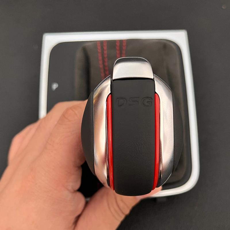 Ручка переключения передач DSG из натуральной кожи с красной строчкой для Golf 7