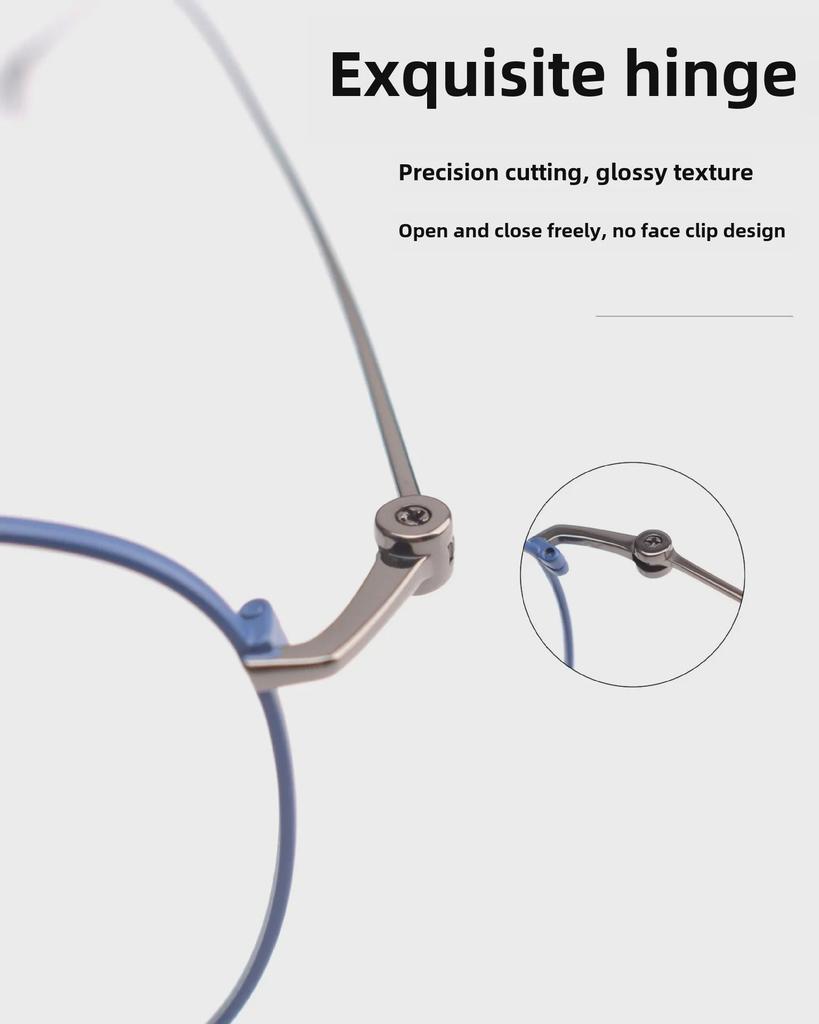 80856 Сверхлегкая круглая оправа для очков из чистого титана — универсальный двухцветный дизайн для мужчин и женщин, идеально подходит для крупных лиц