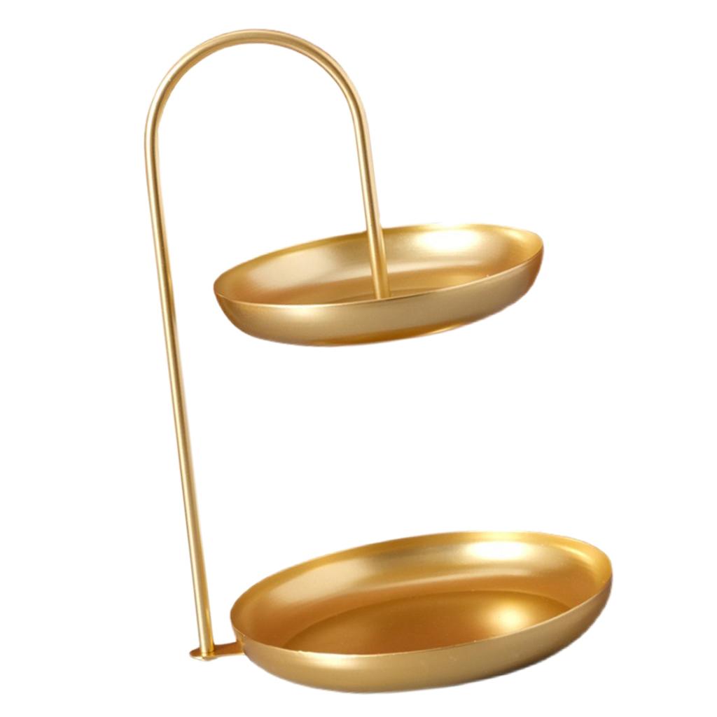 2-х уровневый железный поднос для фруктов, водонепроницаемый, многоуровневое блюдо для хранения, для вечеринки на журнальном столике, золото