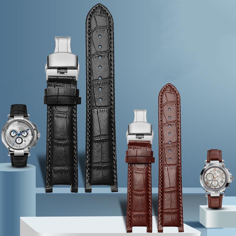 Кожаный ремешок верхнего слоя с тиснением под крокодила из коровьей кожи для YA133309 Gales 20*11 мм 22*13 мм Ремешок для часов Черный Коричневый Мужские аксессуары