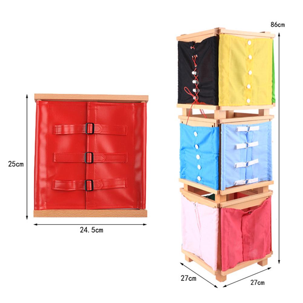 Kids Wooden Montessori Toys Toddler Practical Life Buttons Dressing Frame for Education Learnning Supplies Tools