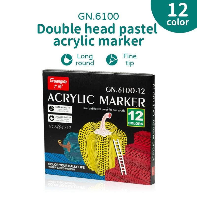 12-60 цветов Акриловые маркеры с двумя наконечниками для ткани, холста, рисования на камнях, изготовления открыток, металла, керамики, товары для DIY