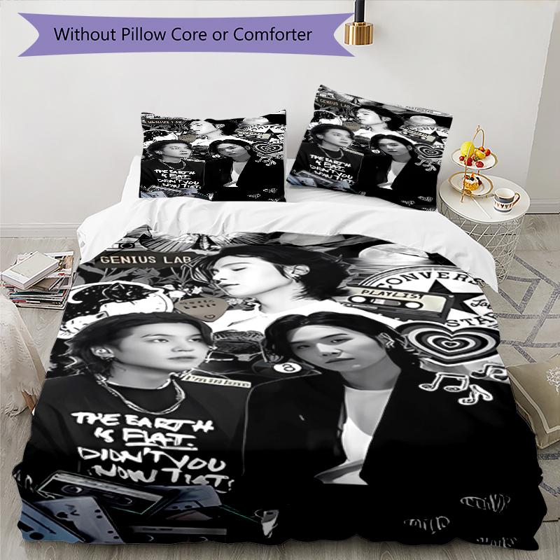 3pcs Jin singer pattern bedding set duvet cover set includes duvet cover &pillowcases, perfect all season bedroom decoration & gift